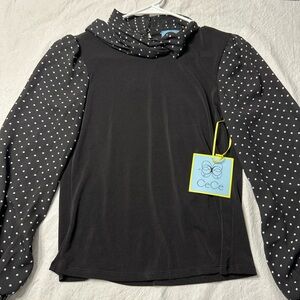 CeCe Black Polka Dot Sleeve Blouse